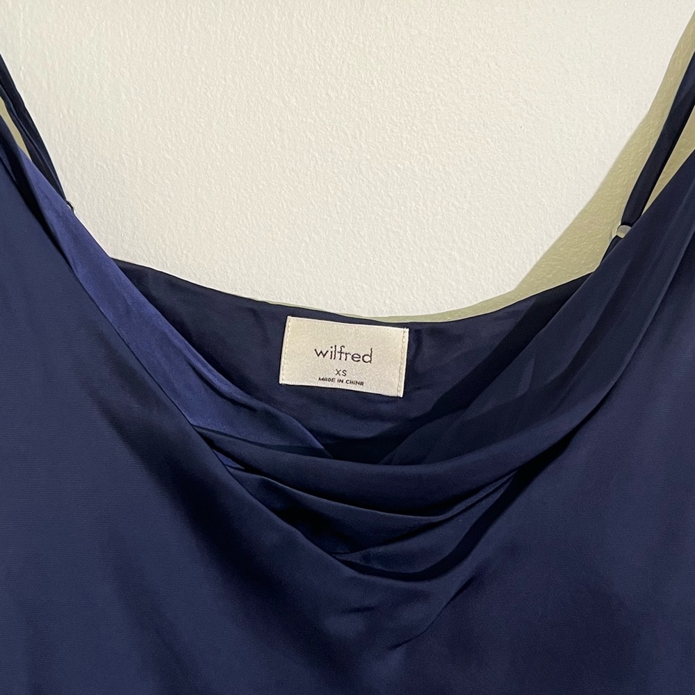Aritzia Satin Navy Slip Dress - Picture 4 of 4
